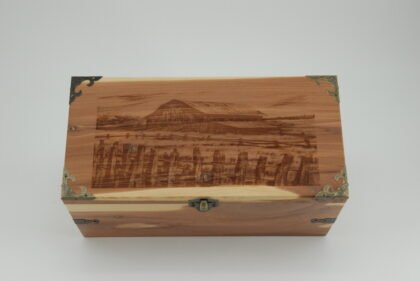 Handcrafted Wooden Treasure Box with Barn Engraving - b2503066