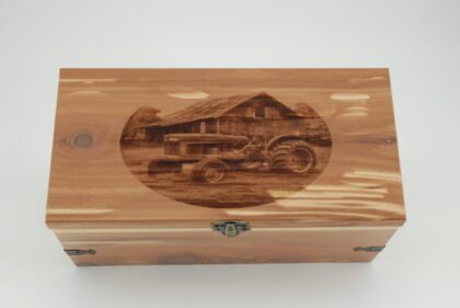 Handcrafted Wooden Treasure Box with Farm Engraving - b2503067
