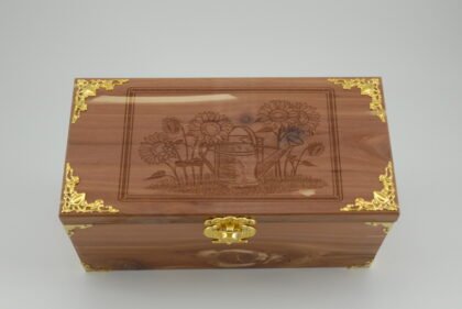 Handcrafted Wooden Treasure Box with Floral Engraving - b2503068