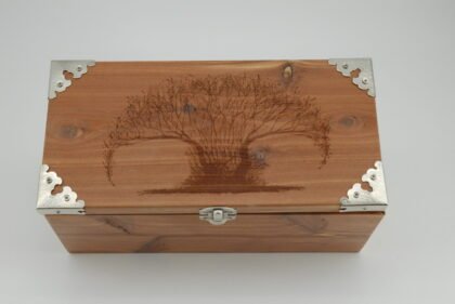 Handcrafted Wooden Treasure Box with Tree Engraving - b2501023