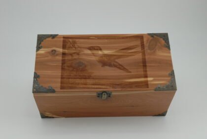 Handcrafted Wooden Treasure Box with Bird Engraving - b2501025