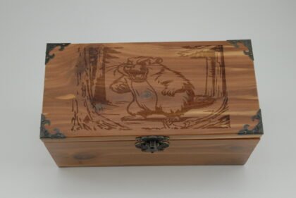 Handcrafted Wooden Treasure Box with Woodchuck Engraving - b2501029