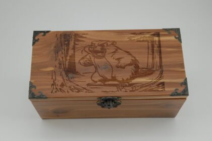 Handcrafted Wooden Treasure Box with Woodchuck Engraving - b2501029