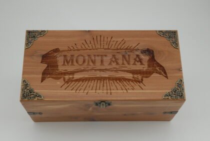 Handcrafted Wooden Treasure Box with Montana Engraving - b2501039