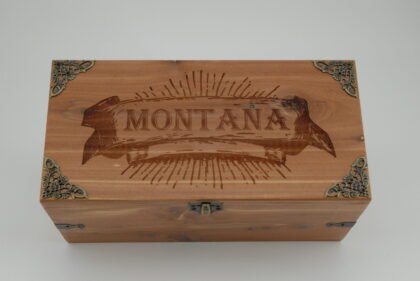Handcrafted Wooden Treasure Box with Montana Engraving - b2501039