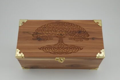 Handcrafted Wooden Treasure Box with Artistic Tree of Life Engraving - b2503043