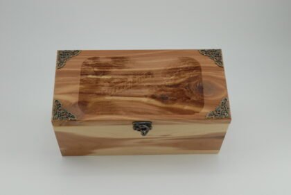 Handcrafted Wooden Treasure Box with Rustic Bridge Engraving - b2503049