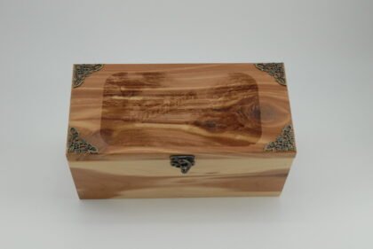 Handcrafted Wooden Treasure Box with Rustic Bridge Engraving - b2503049
