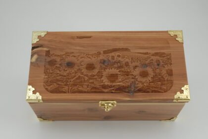 Handcrafted Wooden Treasure Box with Sunflower Engraving - b2503051