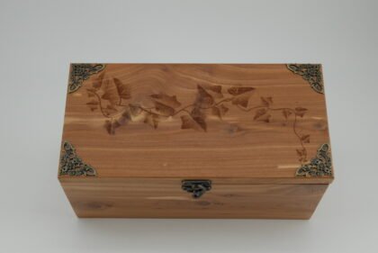 Handcrafted Wooden Treasure Box with Ivy Engraving - b2503052