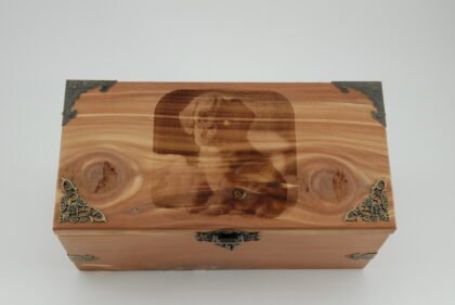 Handcrafted Wooden Treasure Box with Puppy Engraving - b2503058