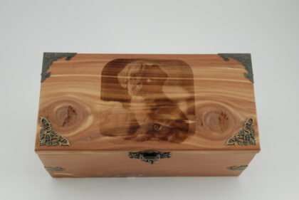 Handcrafted Wooden Treasure Box with Puppy Engraving - b2503058