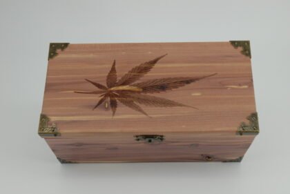 Handcrafted Wooden Treasure Box with Leaf Engraving - b2512081