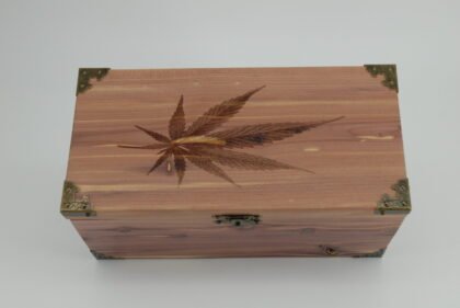 Handcrafted Wooden Treasure Box with Leaf Engraving - b2512081