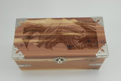 Handcrafted Wooden Treasure Box with Dragon Engraving - b2512085
