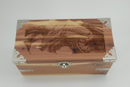 Handcrafted Wooden Treasure Box with Dragon Engraving - b2512085