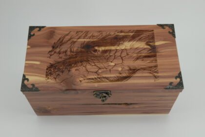 Handcrafted Wooden Treasure Box with Dragon Engraving - b2512088