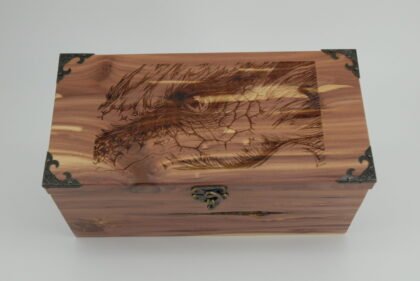 Handcrafted Wooden Treasure Box with Dragon Engraving - b2512088