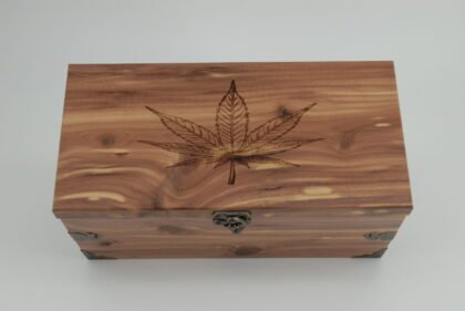 Handcrafted Wooden Treasure Box with Leaf Engraving - b2512089