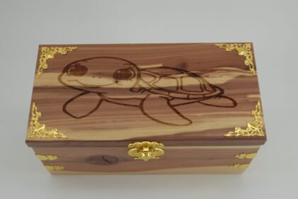 Handcrafted Wooden Treasure Box with Baby Turtle Engraving - b2512092