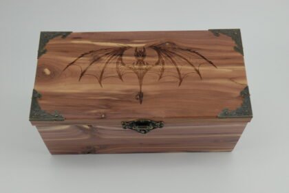 Handcrafted Wooden Treasure Box with Dagon Engraving - b2512093