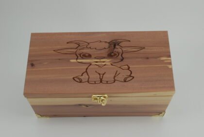 Handcrafted Wooden Treasure Box with Baby Goat Engraving - b2512103