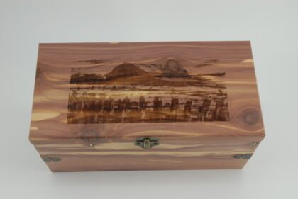 Handcrafted Wooden Treasure Box with Majestic Barn Engraving - b2512114