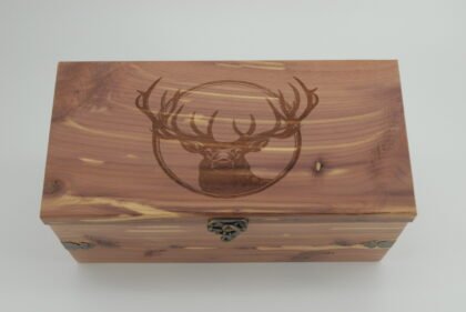 Handcrafted Wooden Treasure Box with Elk Engraving - b2512118